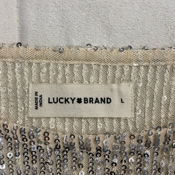 Lucky Brand Shimmering Silver Sequin Top - Picture 2 of 6